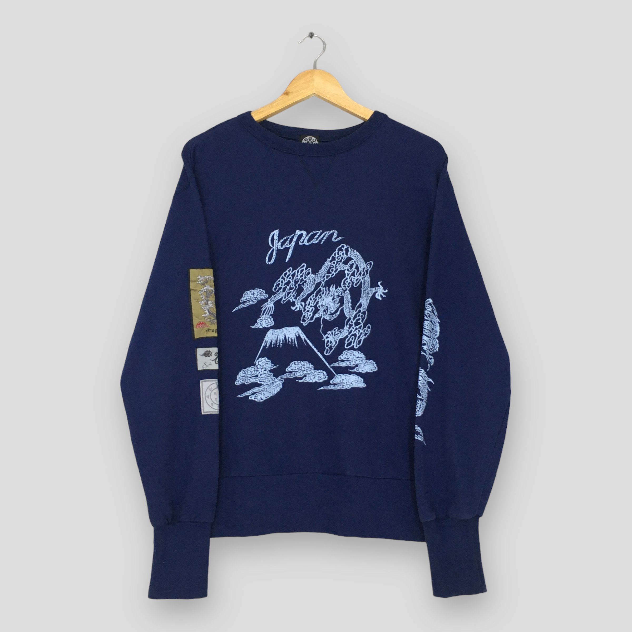 Vintage 90s Sukajan Dragon Japan Blue Sweatshirt Medium