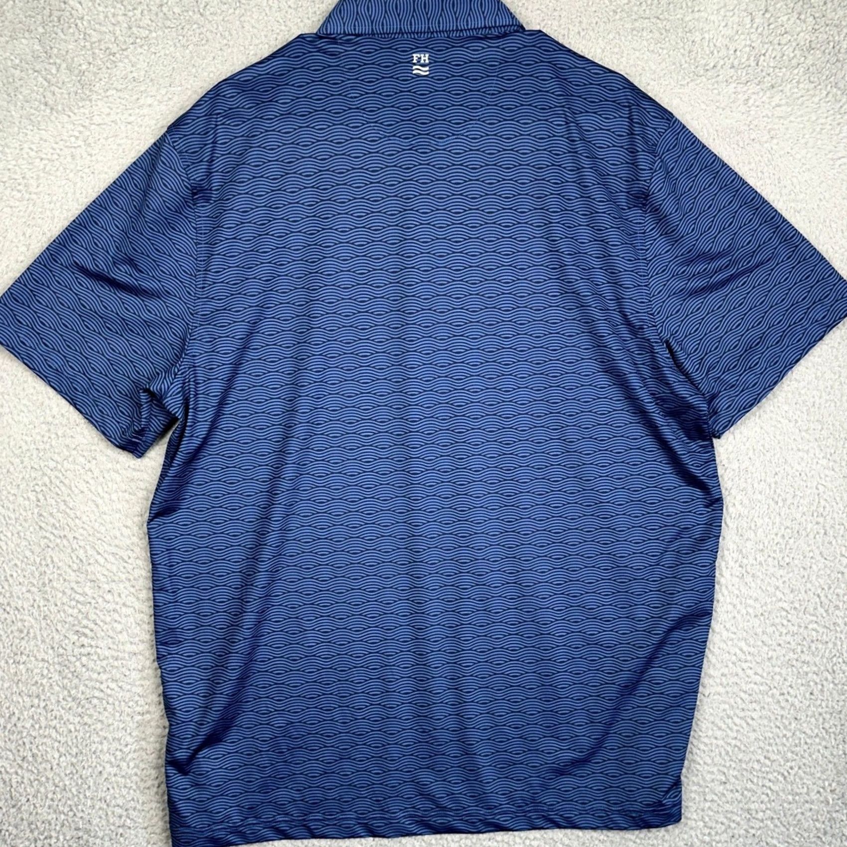 Vintage Fair Harbor Polo Shirt Mens XL Blue Wave Geometric Stretch Moisture Wicking Golf Performance Short Sleeve Polo Shirt Mens XL Blue Size US XL / EU 56 / 4 - 3 Thumbnail