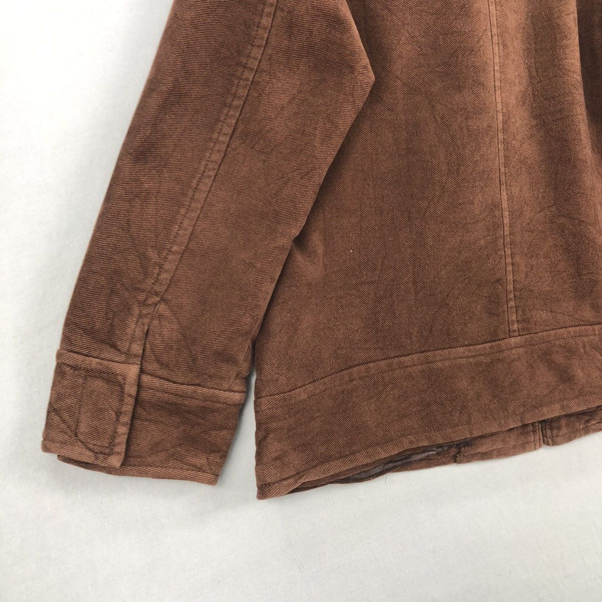 Japanese Brand Vintage Minimalist Brown Denim Zipper Jacket Size US S / EU 44-46 / 1 - 13 Thumbnail
