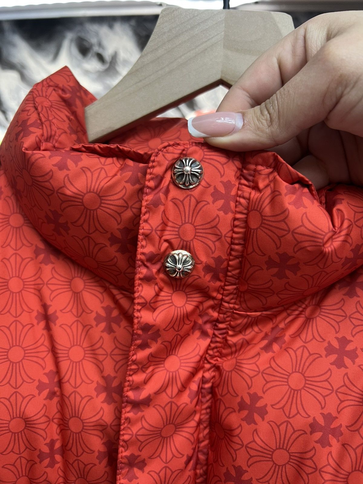 Chrome Hearts Chrome Hearts Red Monogram Cross Pattern Puffer Down Jacket Size US XL / EU 56 / 4 - 7 Thumbnail