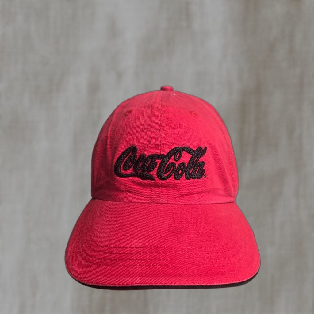 Vintage Coca-Cola Red Black Embroidered Logo Baseball Cap Adjustable Hat Size ONE SIZE - 1 Thumbnail