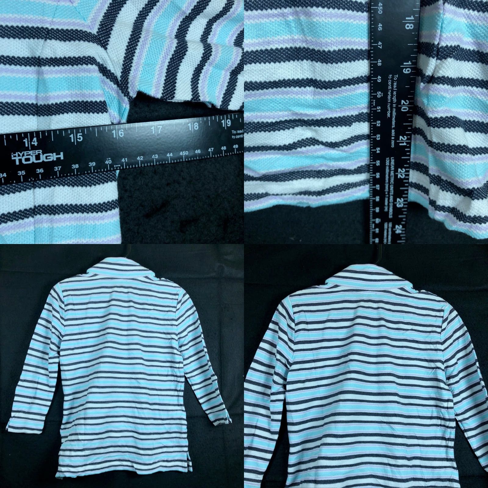 Talbots T by Talbots Womens Sweater Blue Multicolored Striped Petite 1/4 Zip Pullover Pockets Size XXS / US 00 / IT 34 - 8 Thumbnail