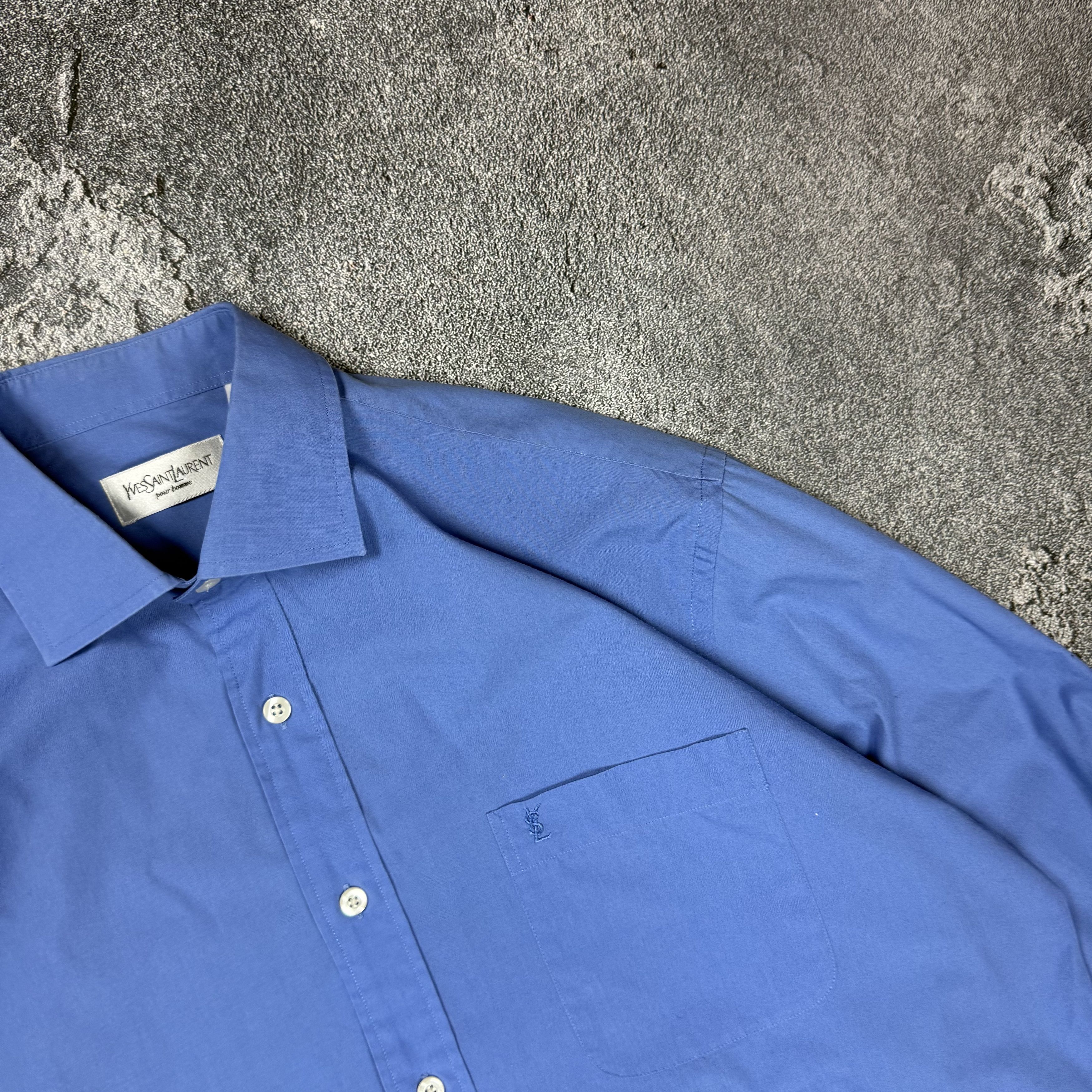 Yves Saint Laurent Yves Saint Laurent Dress Shirt Blue Size US L / EU 52-54 / 3 - 2 Thumbnail