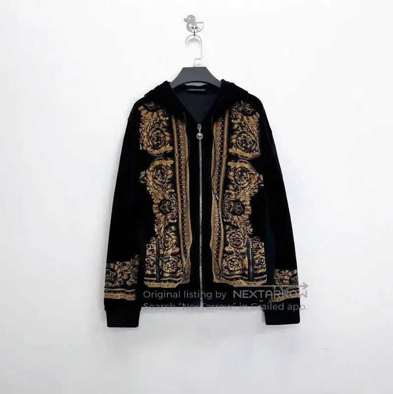 Versace Versace Men's Black Hooded Jacket with Gold Details . Size US L / EU 52-54 / 3 - 1 Thumbnail