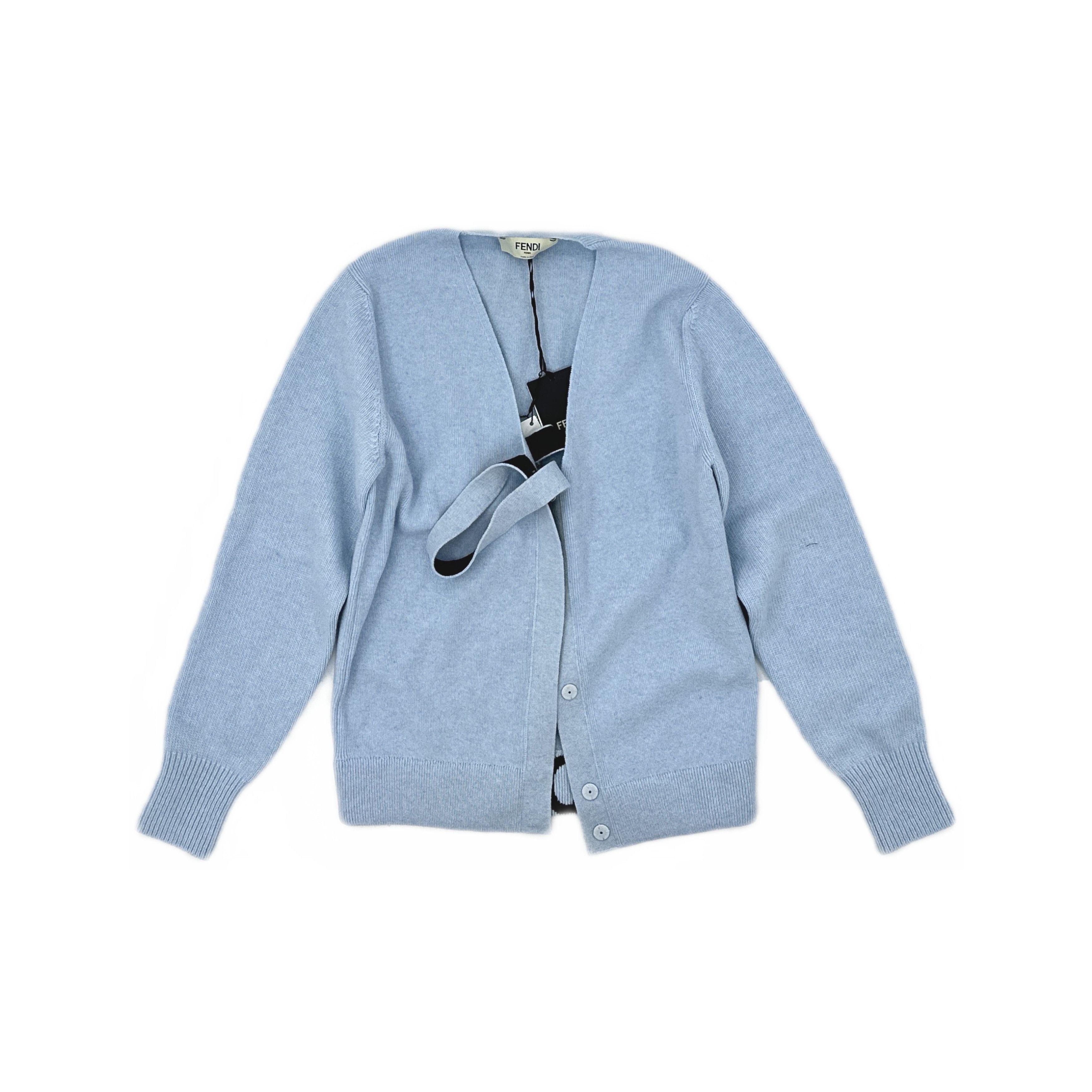 Fendi Fendi Logo Knit Cardigan Blue Size 36 Size XS / US 0-2 / IT 36-38 - 1 Thumbnail