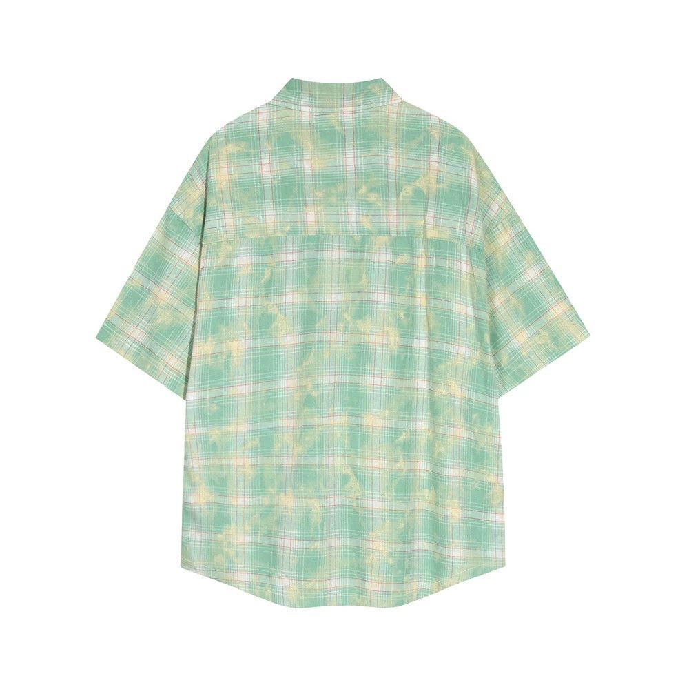 Vintage Men's hip-hop trendy plaid tie-dye gradient casual shirt Size US M / EU 48-50 / 2 - 2 Thumbnail