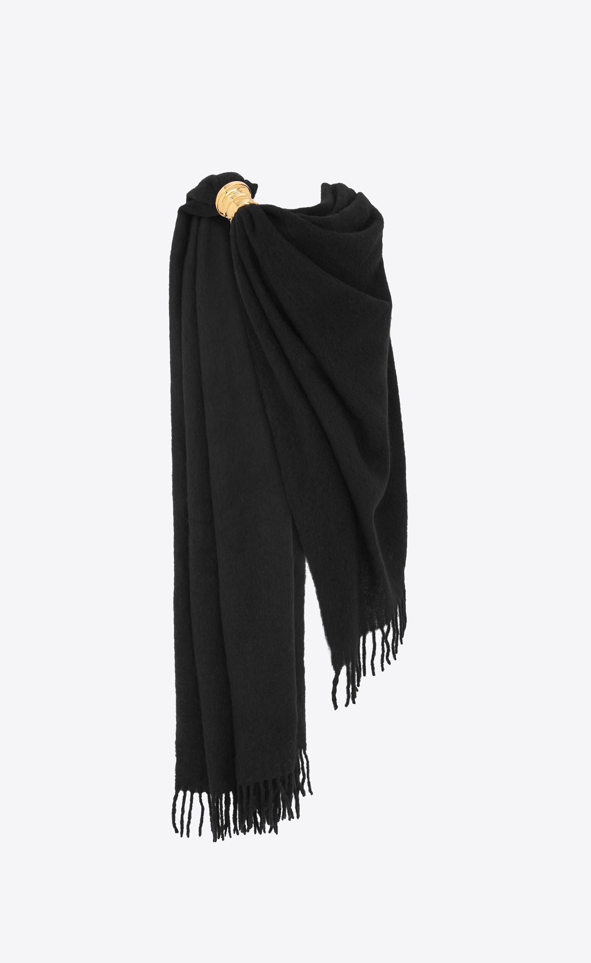 Saint Laurent Paris o1s1wg111224 Size: OS / Extra-Long Scarf in Alpaca, Wool Size ONE SIZE - 1 Thumbnail