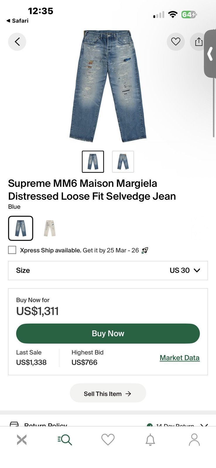 Maison Margiela × Supreme Supreme x MM6 Maison Margiela Distressed Loose Fit jean Size US 30 / EU 46 - 20 Thumbnail
