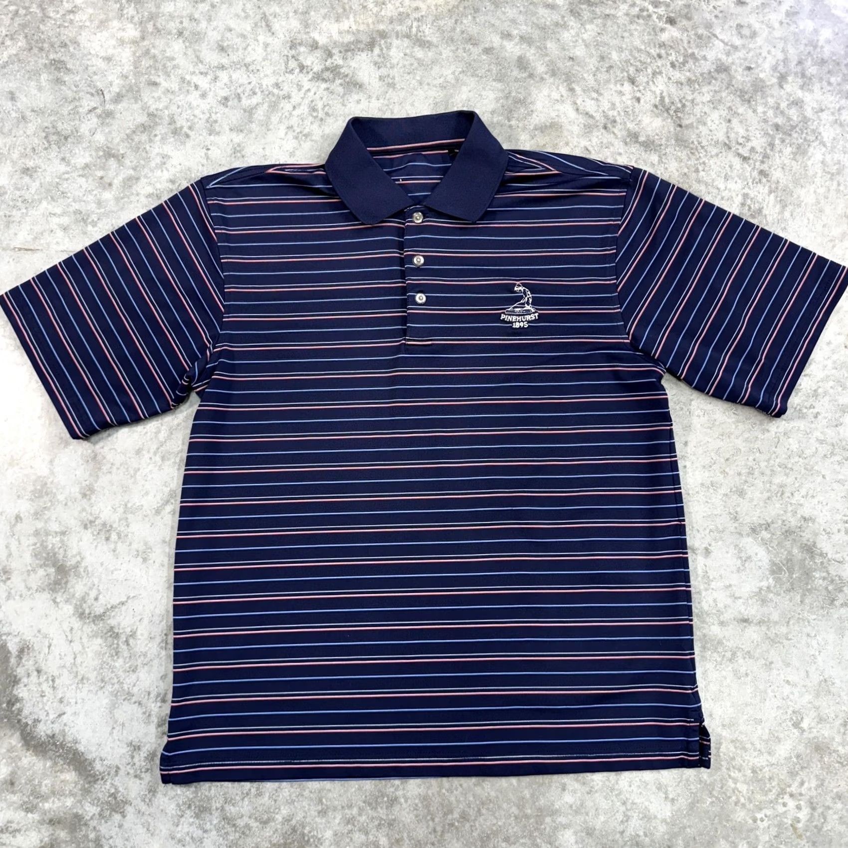 Vintage Pinehurst Polo Shirt Mens XL Blue Striped Golf Performance Stretch Shirt Size US M / EU 48-50 / 2 - 2 Thumbnail