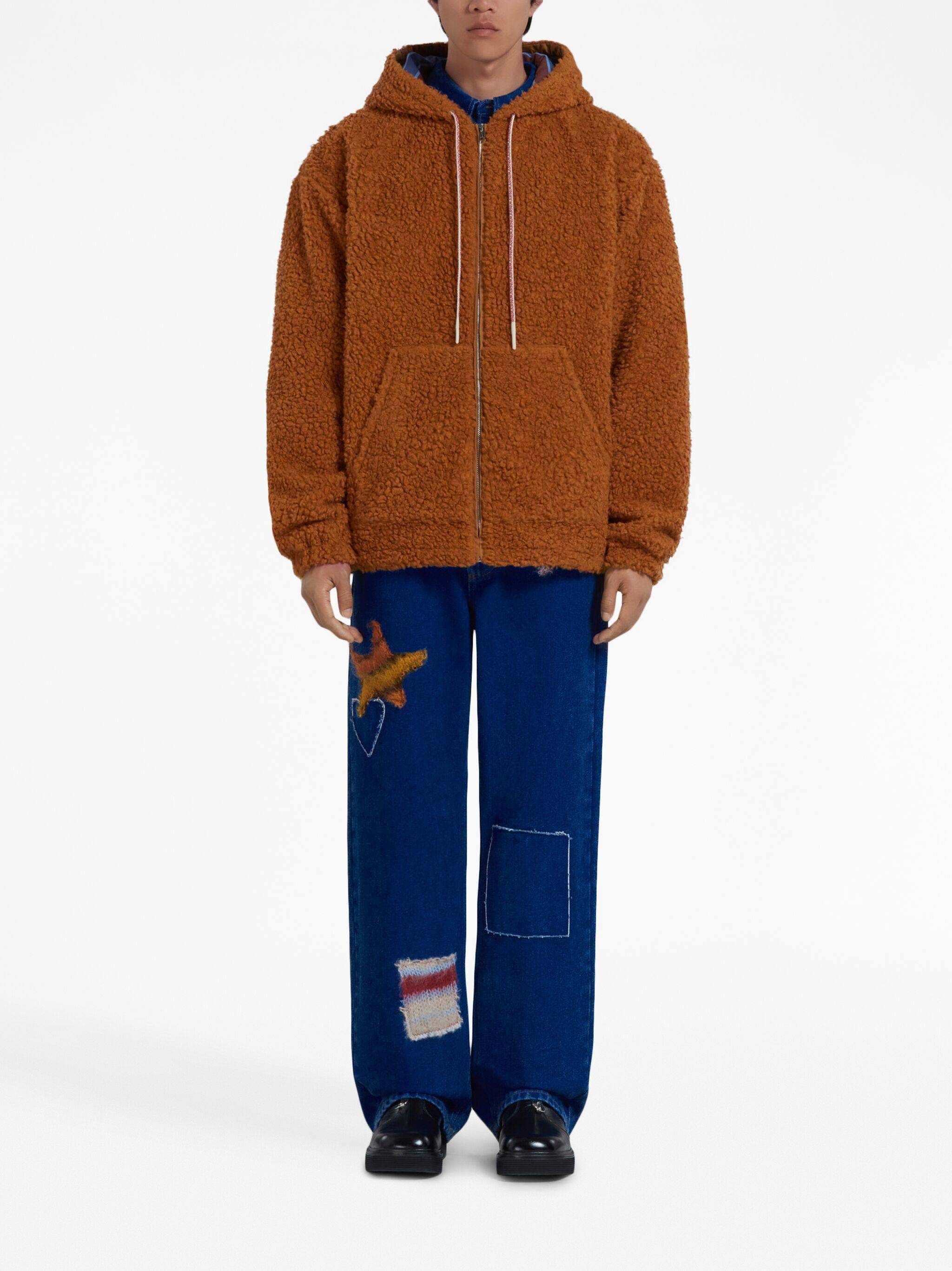 Marni o1w1db11124 Logo-Drawstring Teddy Jacket in Brown Size US L / EU 52-54 / 3 - 3 Thumbnail