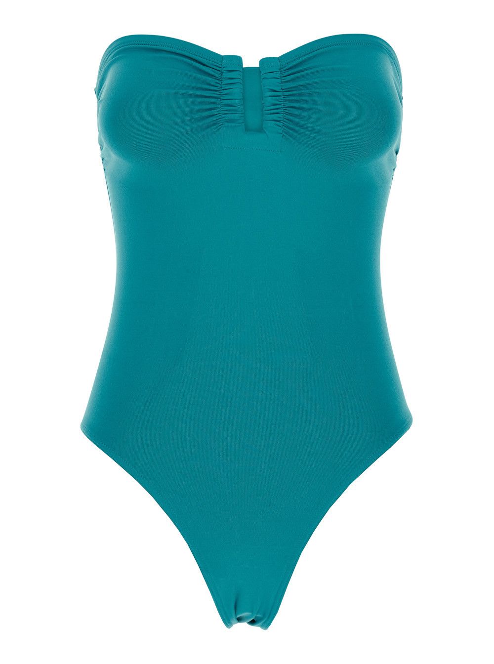 ERES One-Piece Swimsuit 'Cassiopee' with Ruffles on the Front and Strapless in Blue Tech Fabric for Women Size M / US 6-8 / IT 42-44 - 1 Thumbnail