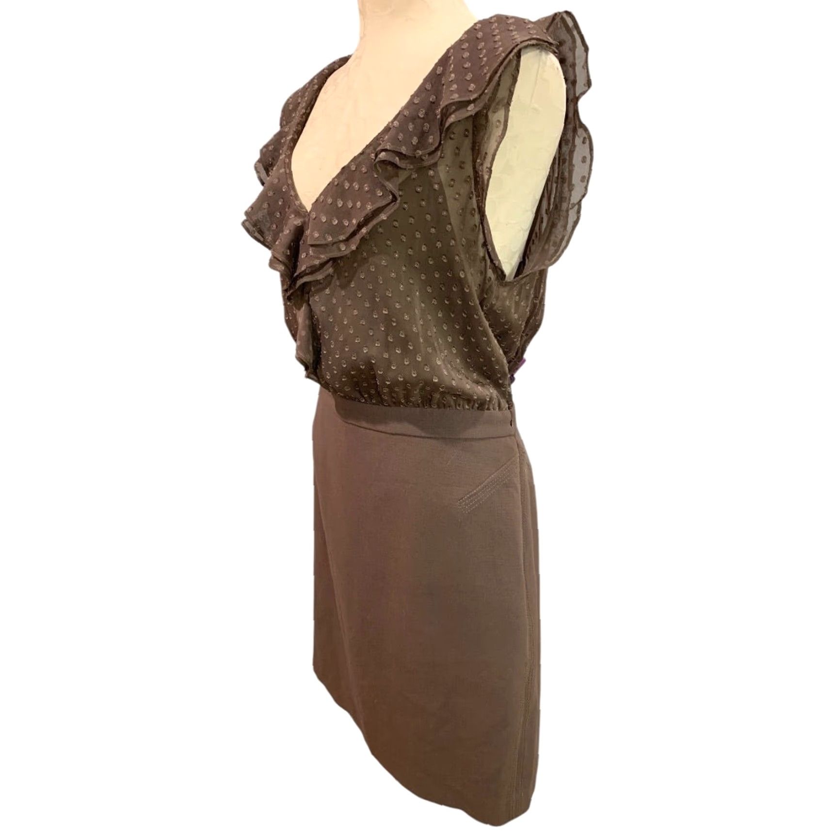 Loft VINTAGE LOFT Dress Brown Sleeveless Bodice Size 12 Women Knee Length Bodice Dress LOFT Brown Sleeveless Bodice 12 Women Size XL / US 12-14 / IT 48-50 - 3 Thumbnail