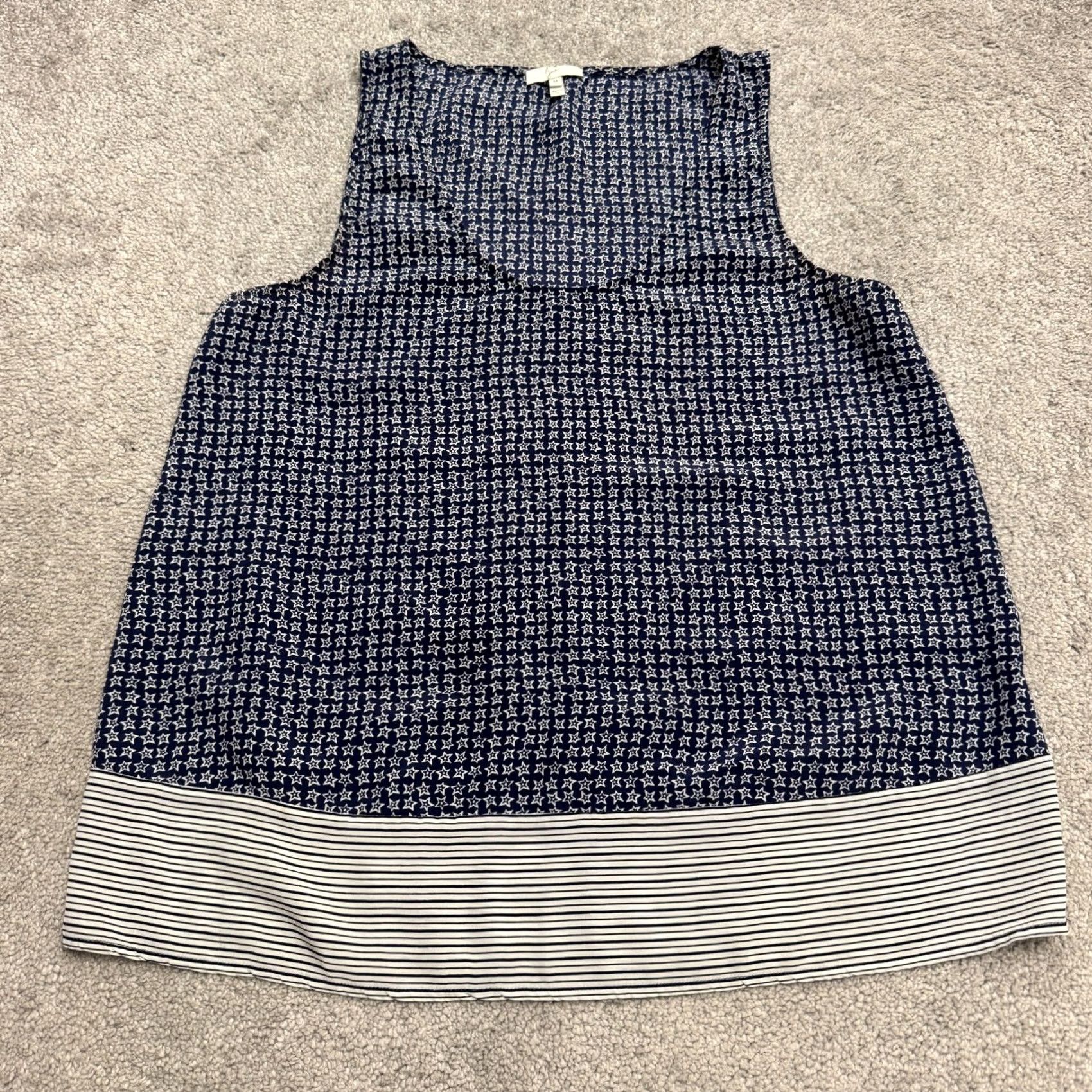 Joie Joie Silk Tank Top Womens M Navy Blue Star Print Casual Sleeveless Scoop Neck Size M / US 6-8 / IT 42-44 - 2 Thumbnail