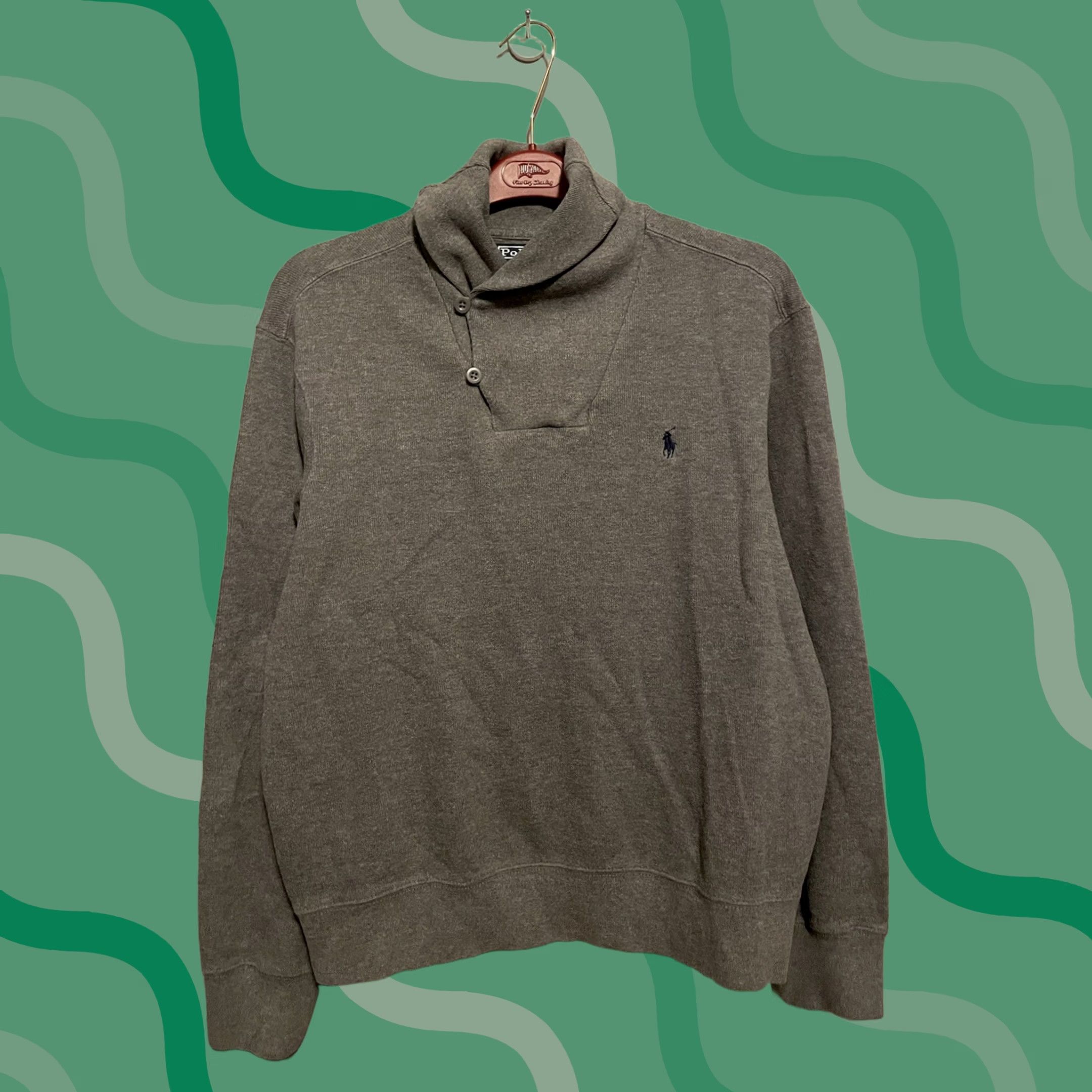 Polo Ralph Lauren Polo Ralph Lauren Womens Button Cowl Neck Gray Pullover Size Large (E202) Size L / US 10 / IT 46 - 1 Thumbnail
