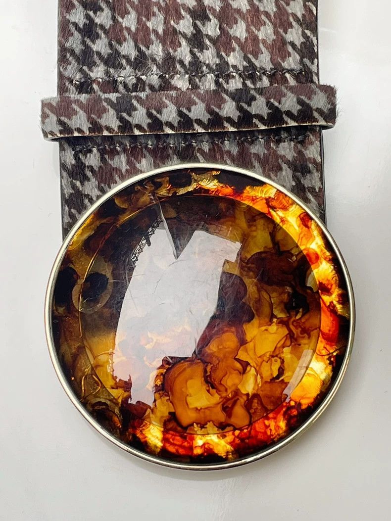 Giorgio Armani Giorgio Armani Extra Wide Houndstooth Amber Belt 2504-Nexta Size ONE SIZE - 2 Thumbnail