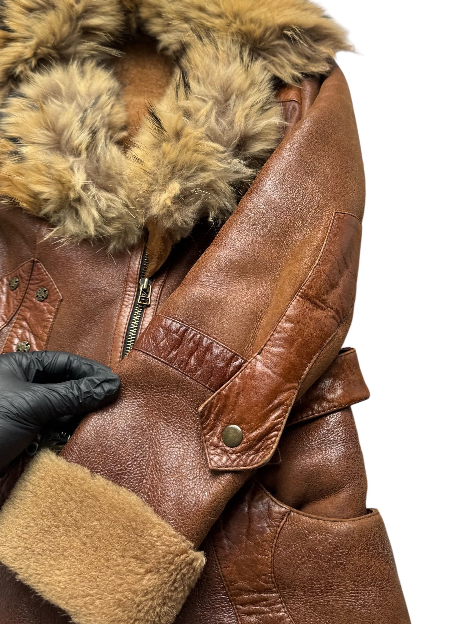 Vintage 90's Real Sheepskin Coat With Real Fur Neck(V408) Size S / US 4 / IT 40 - 2 Thumbnail