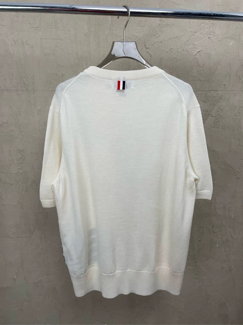 Thom Browne Thom browne Beige four-striped high-end knitted round-neck Size US L / EU 52-54 / 3 - 2 Thumbnail