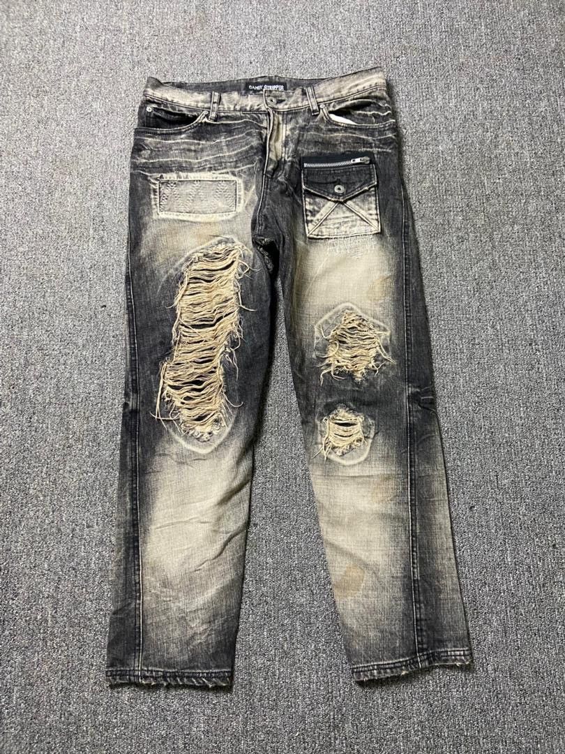 Japanese Brand Candy Stripper Brand Distressed Ripped Jeans (184) Size US 33 - 1 Thumbnail