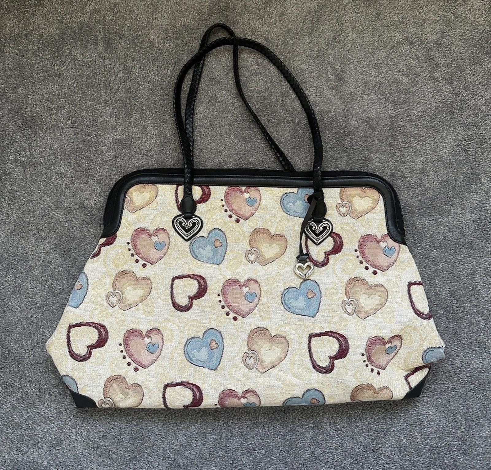 Brighton Brighton Large Multi Color Heart Print Canvas Tote Bag 90s Size ONE SIZE - 1 Thumbnail