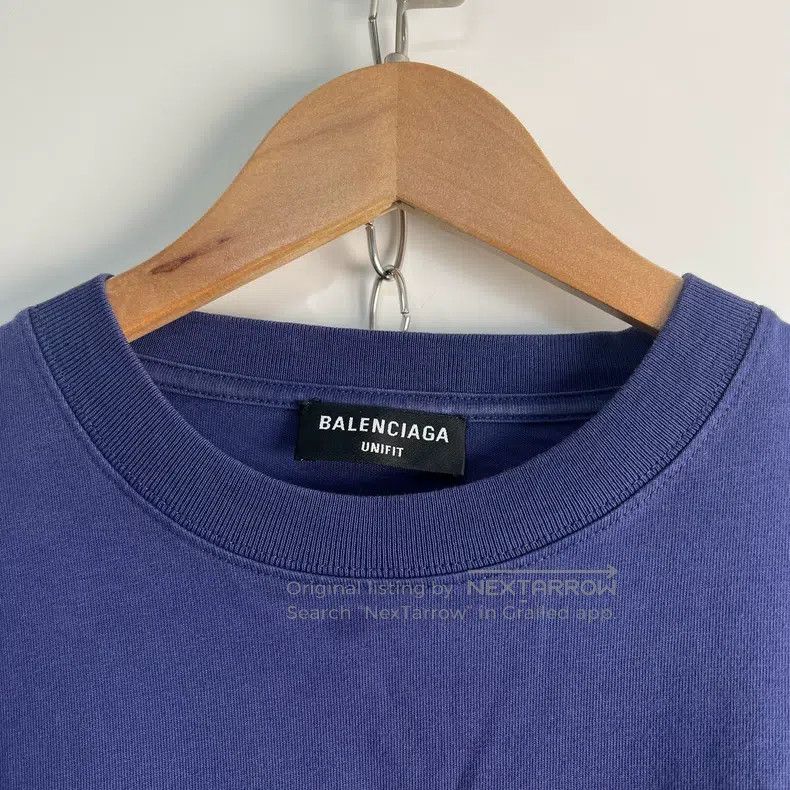 Balenciaga Blue Eco-Friendly Letter Slogan Short Sleeve