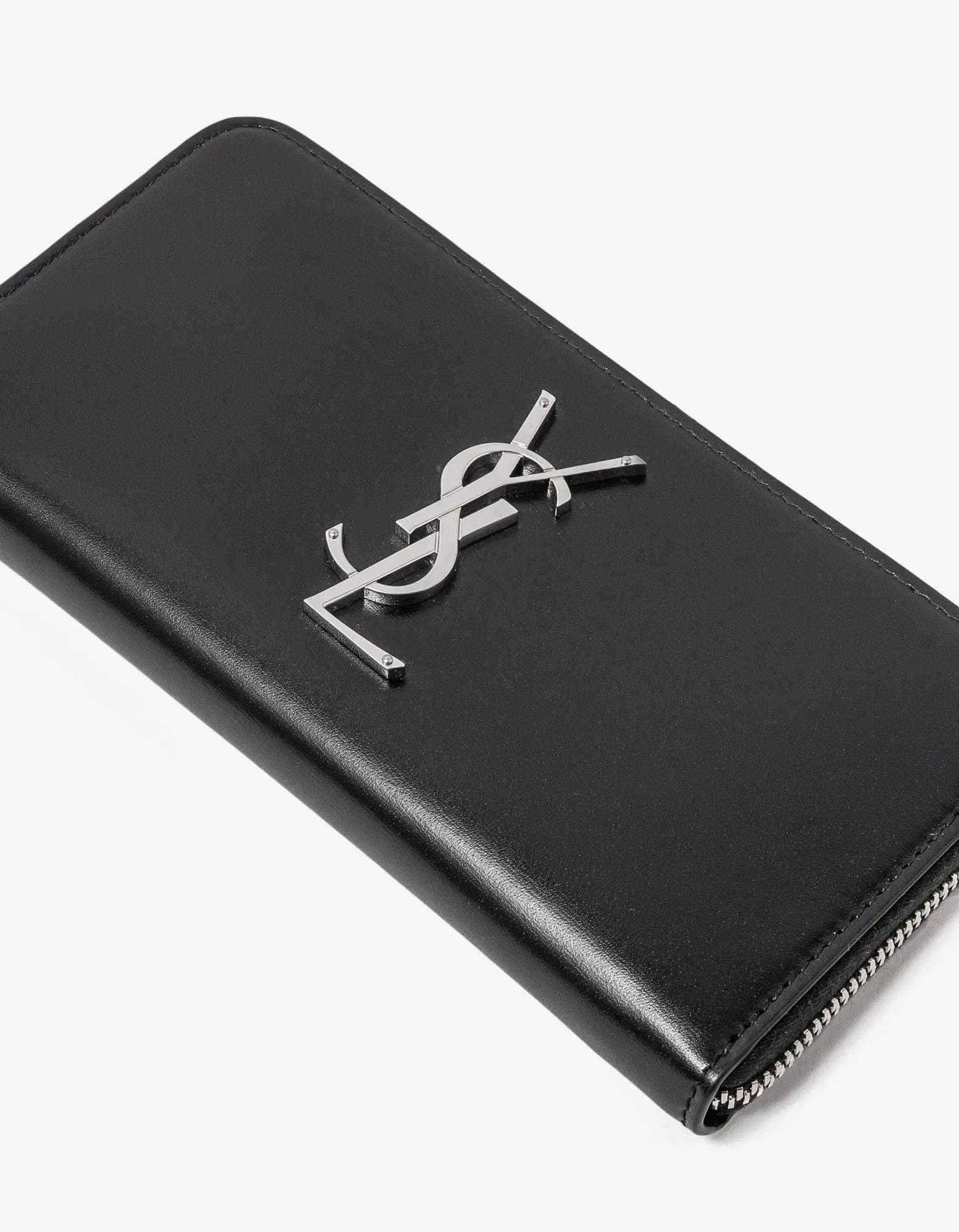 Saint Laurent Paris Saint Laurent Black Cassandre Zip Long Wallet Size ONE SIZE - 4 Thumbnail