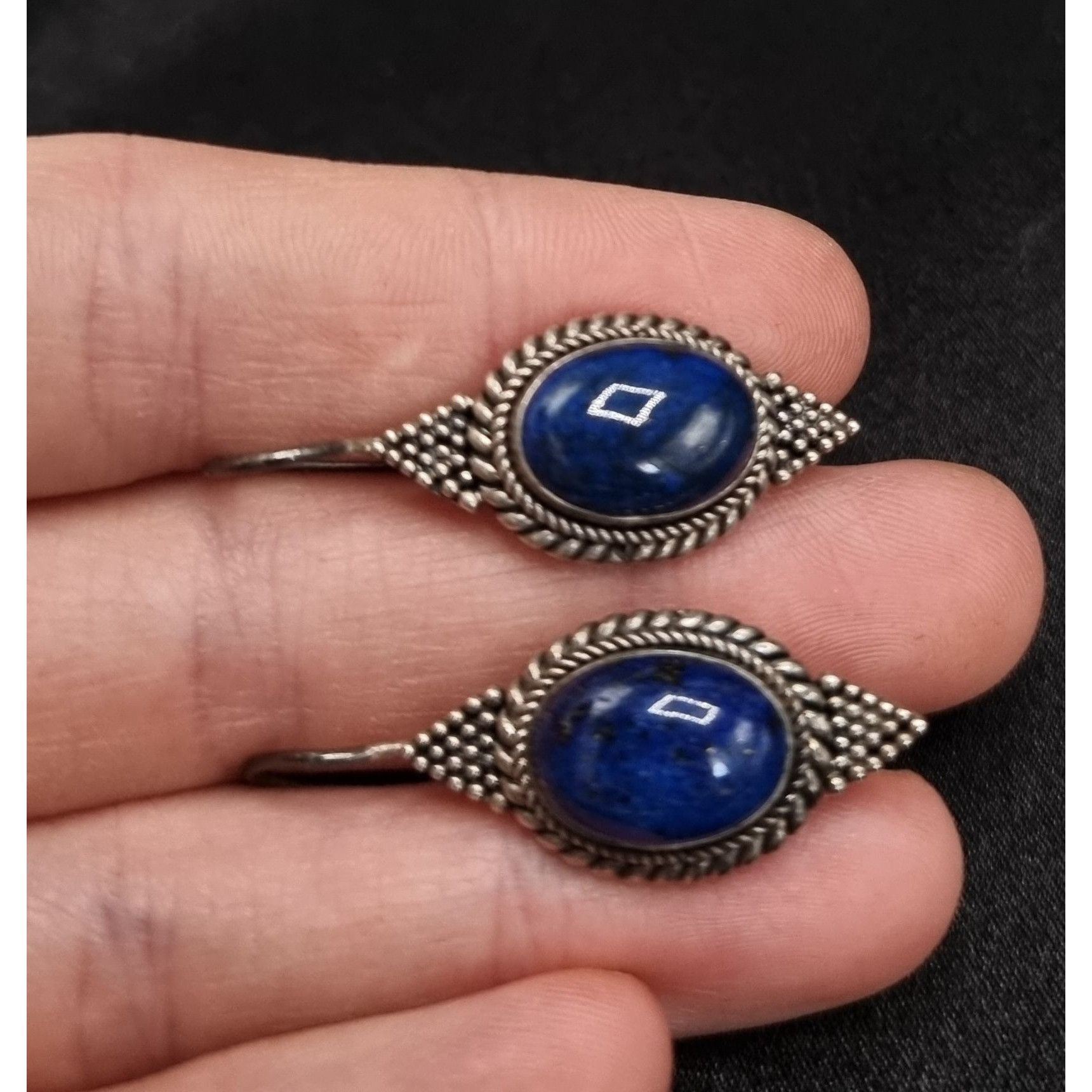 Vintage Early 2000s Lapis Lazuli 925 Sterling Silver Dangle Earrings Size ONE SIZE - 4 Thumbnail