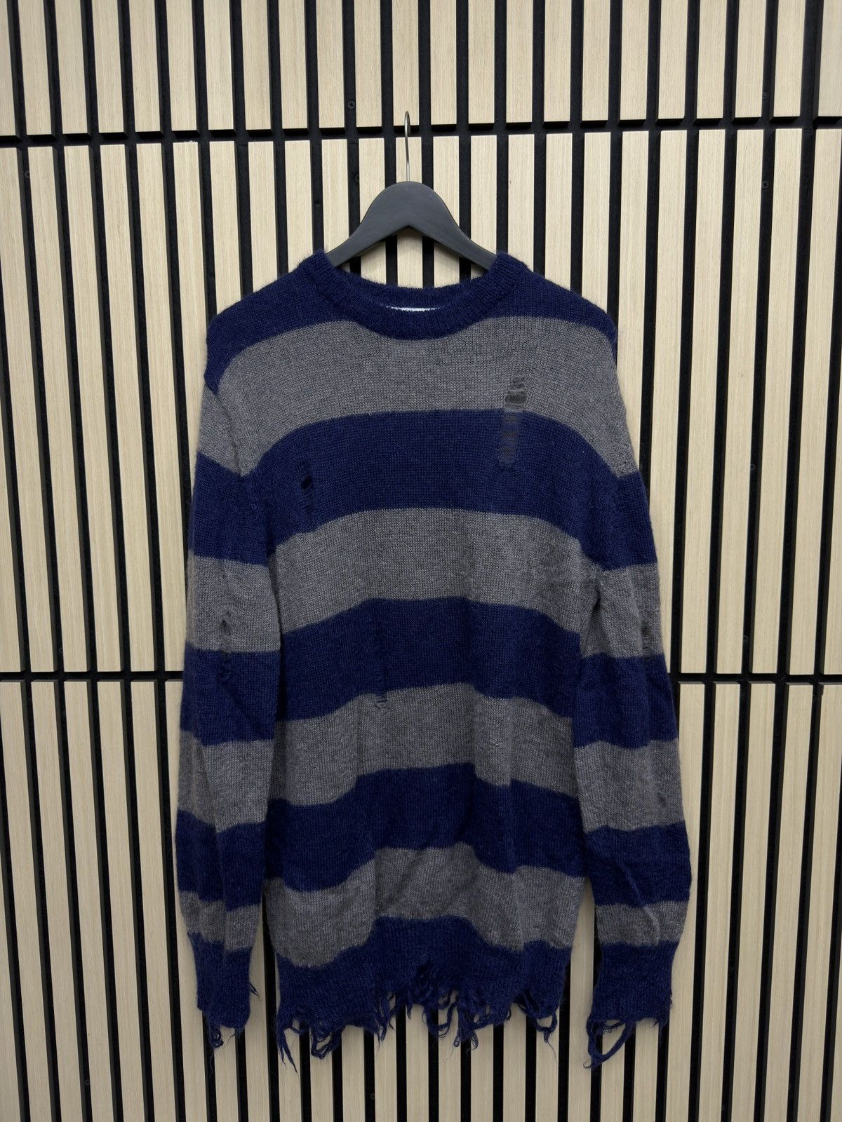 Number (N)ine Number (N)ine Mohair Striped Damaged Knit Size US L / EU 52-54 / 3 - 1 Thumbnail