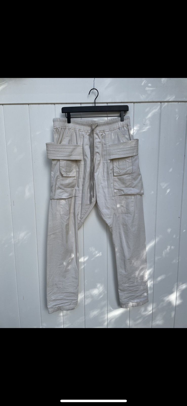 image of Rick Owens Cargos in White, Men's (Size 32)