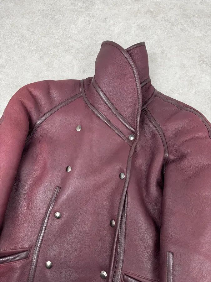Kenzo 1990s Kenzo Bordeaux Shearling Leather Jacket Size US S / EU 44-46 / 1 - 6 Thumbnail