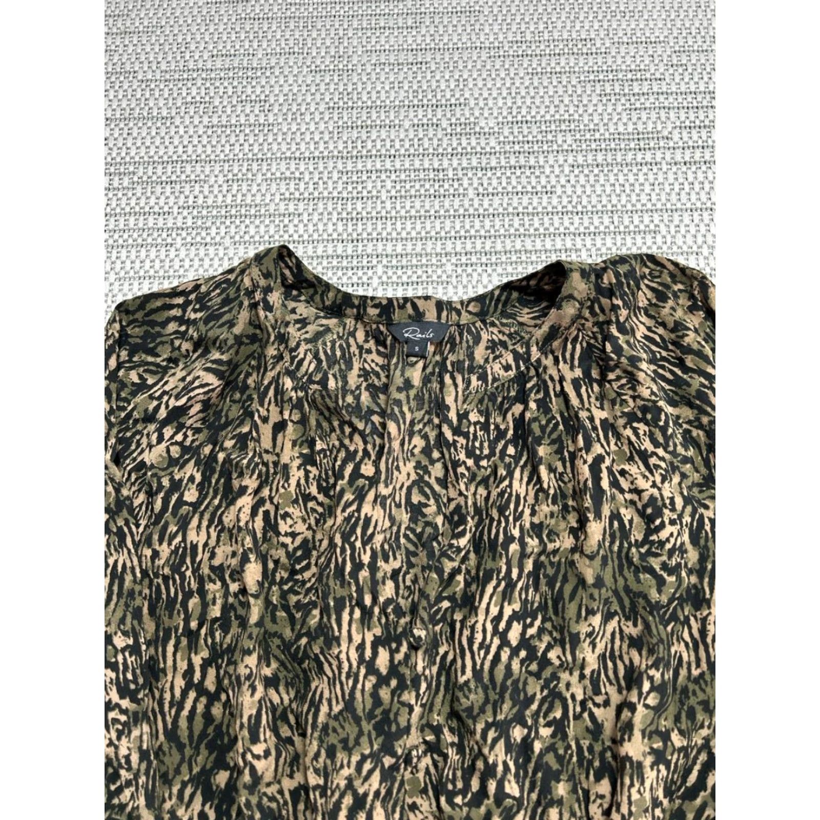 Rails Rails Mini Dress Womens Small Multi Abstract Tiger Smocked Waist Layered Cardigan? Size S / US 4 / IT 40 - 3 Thumbnail
