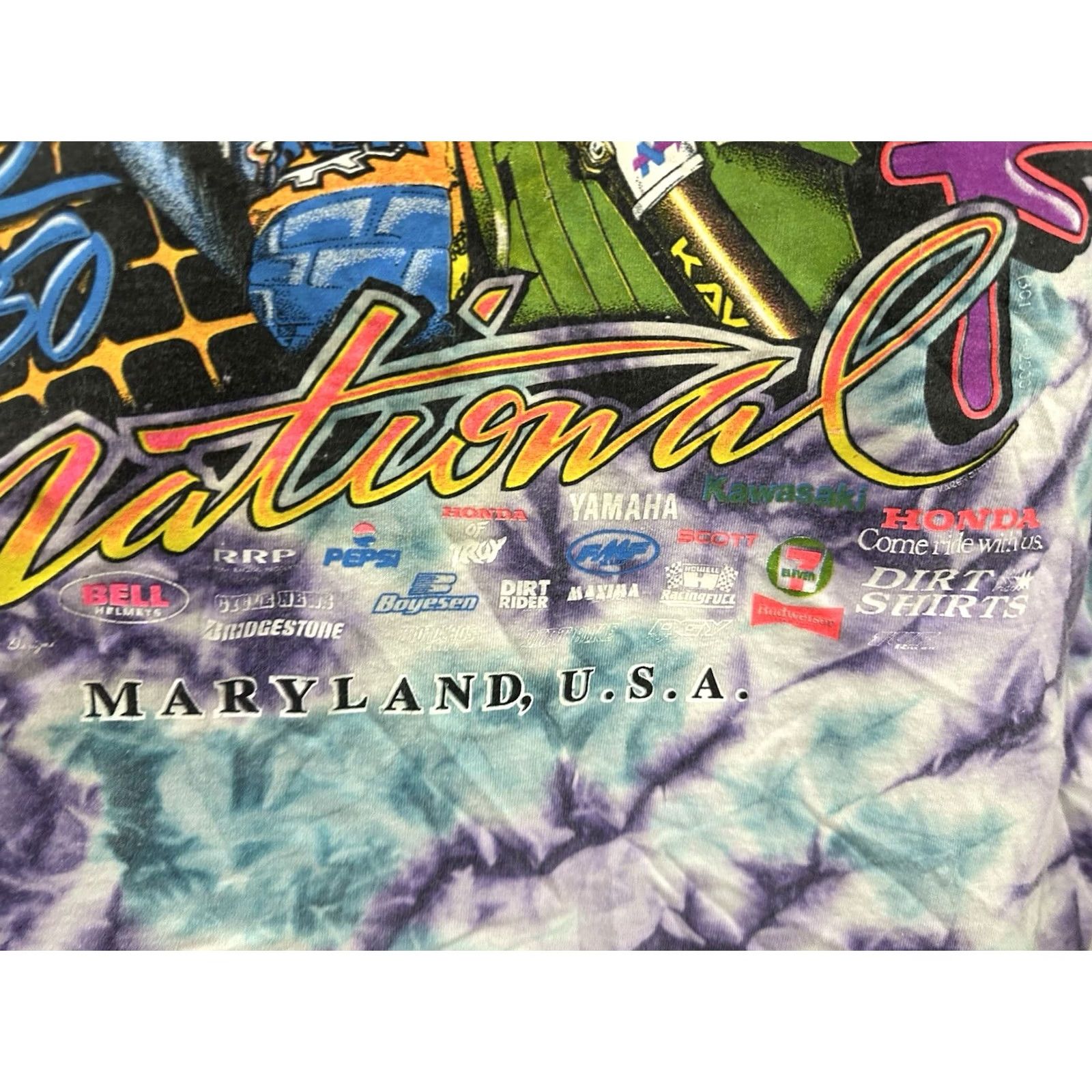 Vintage RARE VTG 90s Budds Creek MX Nationals Motocross Dirt Bike Tie Dye T-Shirt XL Men Cal Cru Size US XL / EU 56 / 4 - 4 Thumbnail