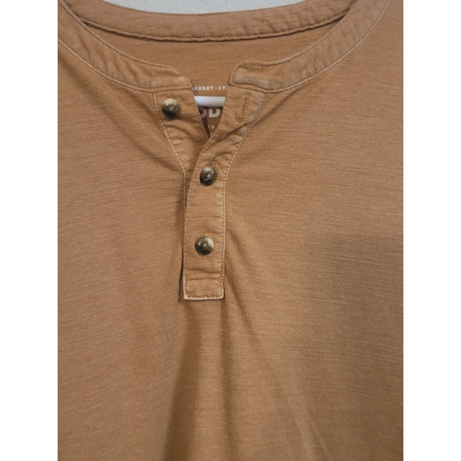 Alessandra Rich Alesbury Garment-Dyed Long Sleeve Henley Shirt Mustard L Size US L / EU 52-54 / 3 - 2 Thumbnail
