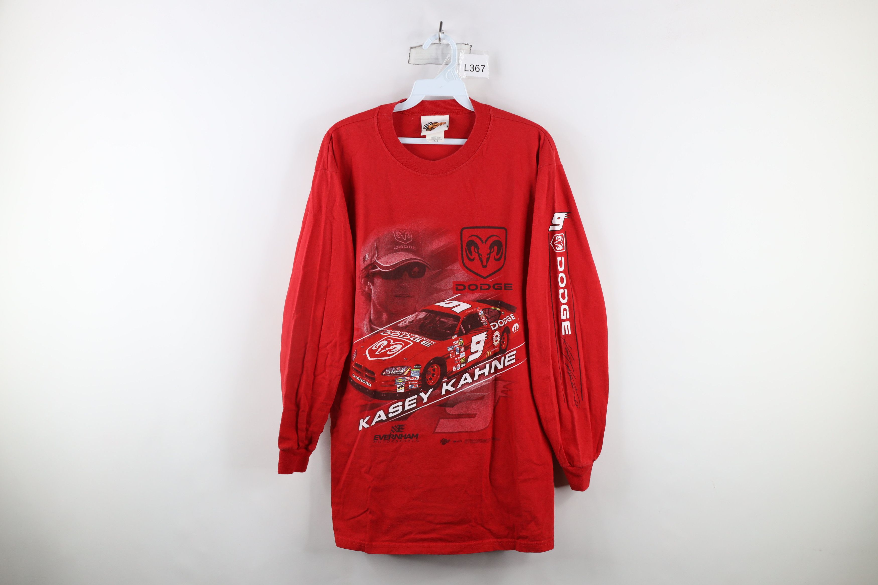 Vintage Vintage NASCAR Kahne Racing Long Sleeve T-Shirt Red Cotton Size US L / EU 52-54 / 3 - 1 Thumbnail