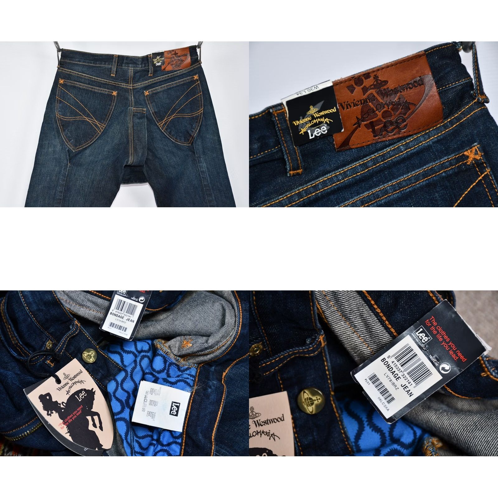 Vivienne Westwood VIVIENNE WESTWOOD AGLOMANIA x LEE Jeans Men W30 L34 Blue 5-Pocket Denim Cotton Regular Size 30 XS-Longest? Size US 30 / EU 46 - 9 Thumbnail
