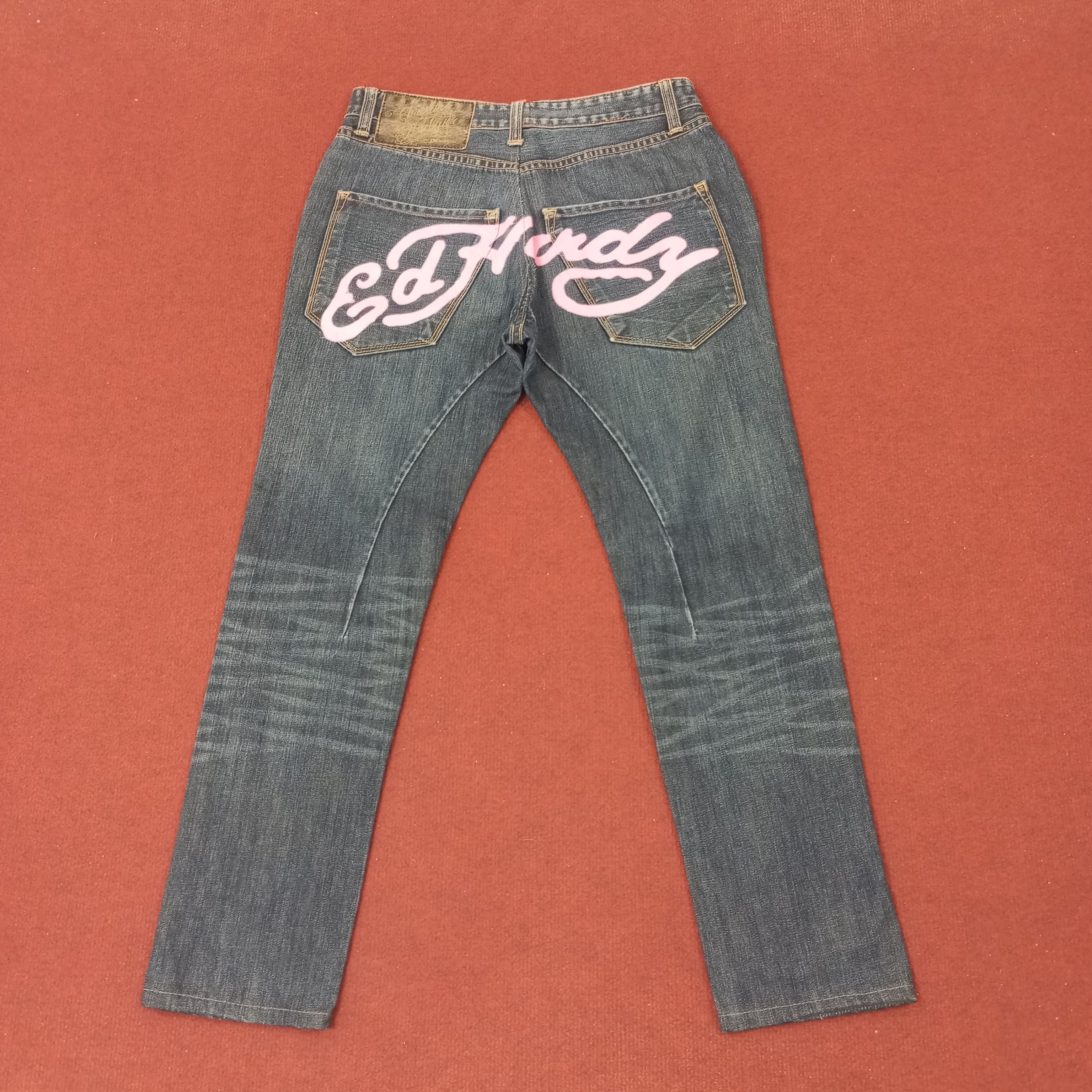 Christian Audigier × Vintage Christian Audigier Jeans Custom Art Spellout Style c217n8 Size US 30 / EU 46 - 1 Thumbnail