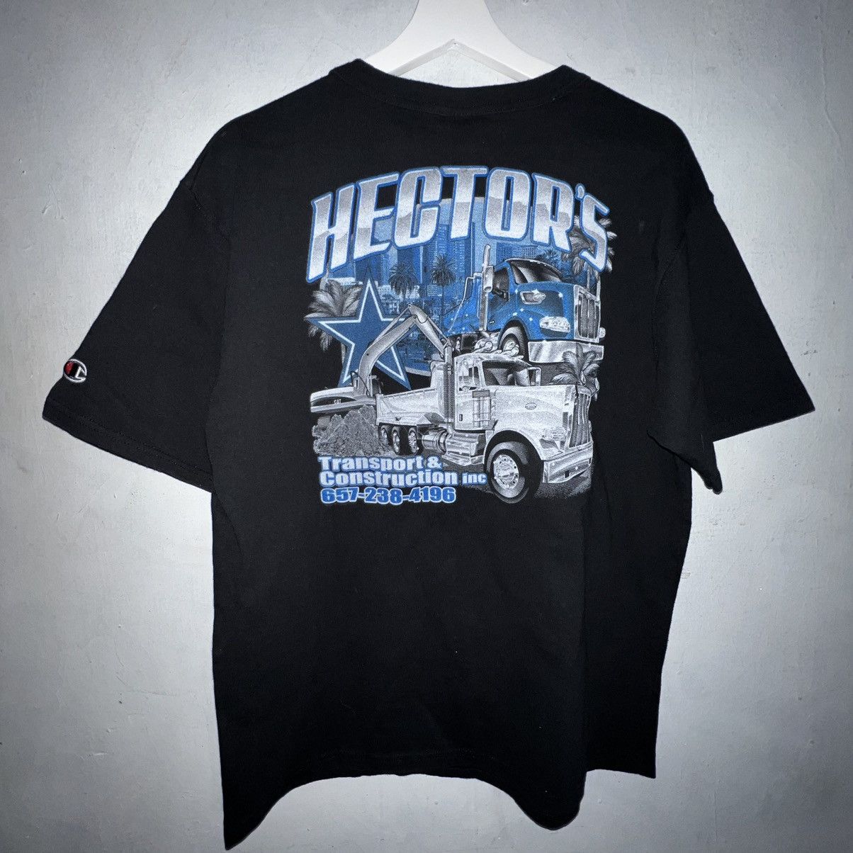 Champion × Streetwear 21x28 Tow Truck Big Rig Hectors Transport Promo T ...