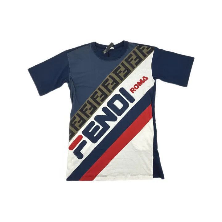 Fendi Fendi Color-Block Logo Print Short Sleeve T-Shirt -2507 Size XS / US 0-2 / IT 36-38 - 2 Thumbnail