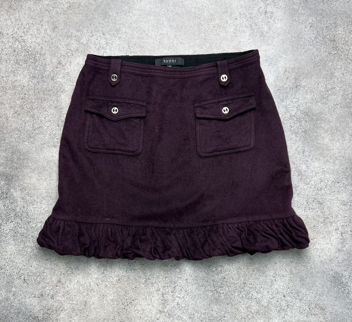 Gucci wool flare ruffle skirt