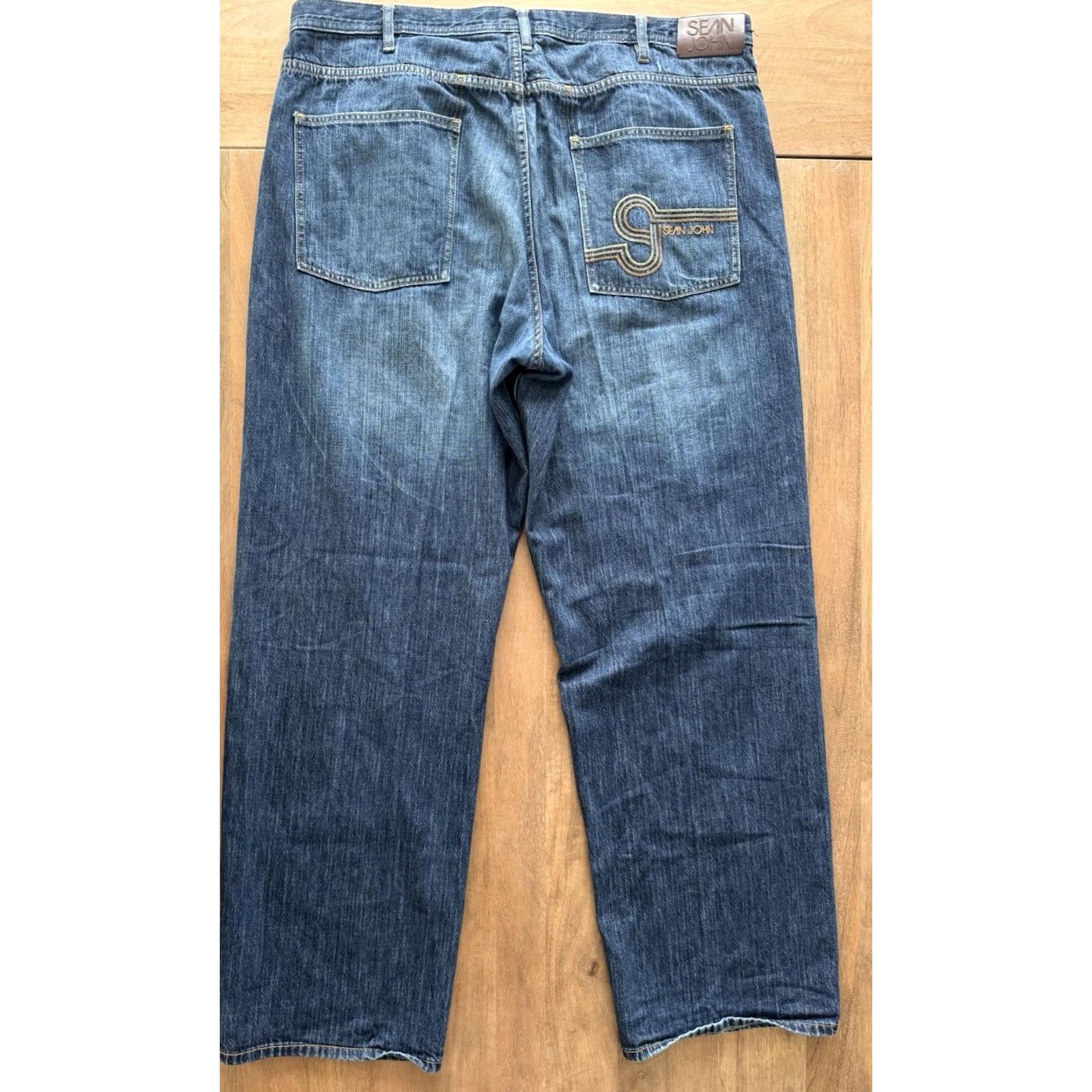 Sean John Y2K Sean John Jeans Men 40x34 Baggy Hip Hop Logo Embroidered Blue Denim 90s City Grunge Retro Logo Jeans Mens Size US 40 / EU 56 - 2 Thumbnail