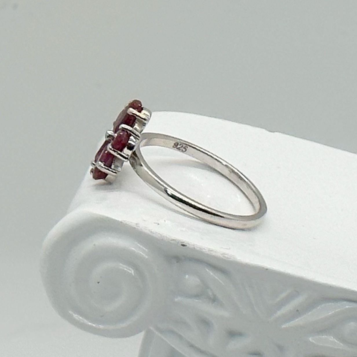 Other Natural Ruby Flower Ring - Sterling Silver - Size 8 - Simp Size ONE SIZE - 5 Thumbnail