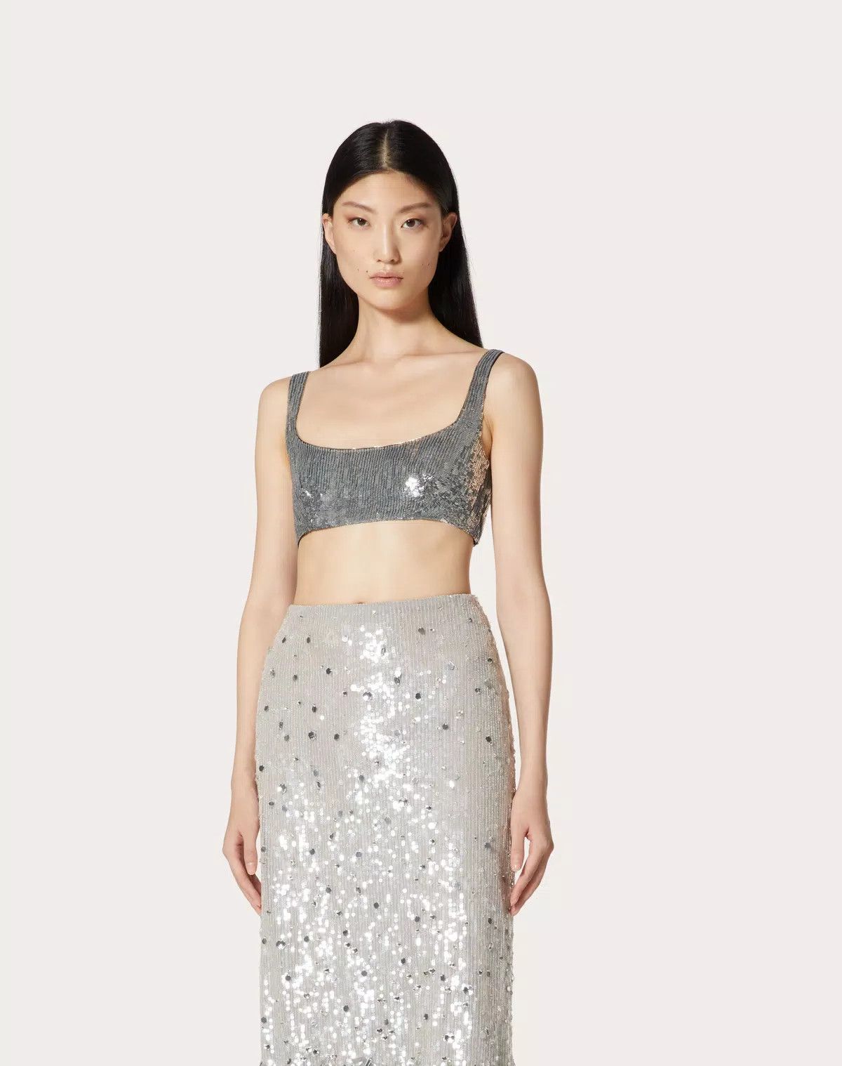 Valentino o1s1wg110625 Size: 40/Embroidered Organza Bralette in Silver Size ONE SIZE - 4 Thumbnail