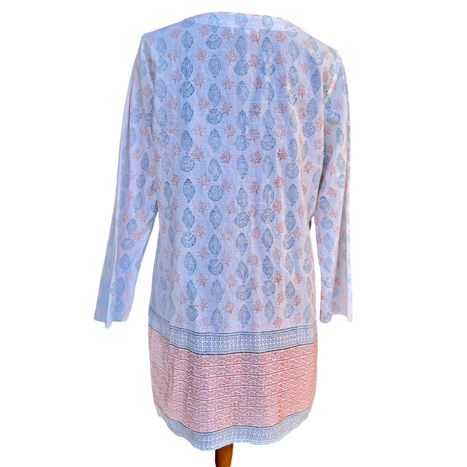 Resort Corps Pomegranate Resort Swimsuit Cover-Up – Coral & Blue, Size M Size M / US 6-8 / IT 42-44 - 5 Thumbnail