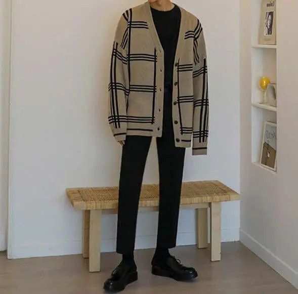 VIBE Flannel Beige Cardigan Sweater Size US L / EU 52-54 / 3 - 3 Thumbnail