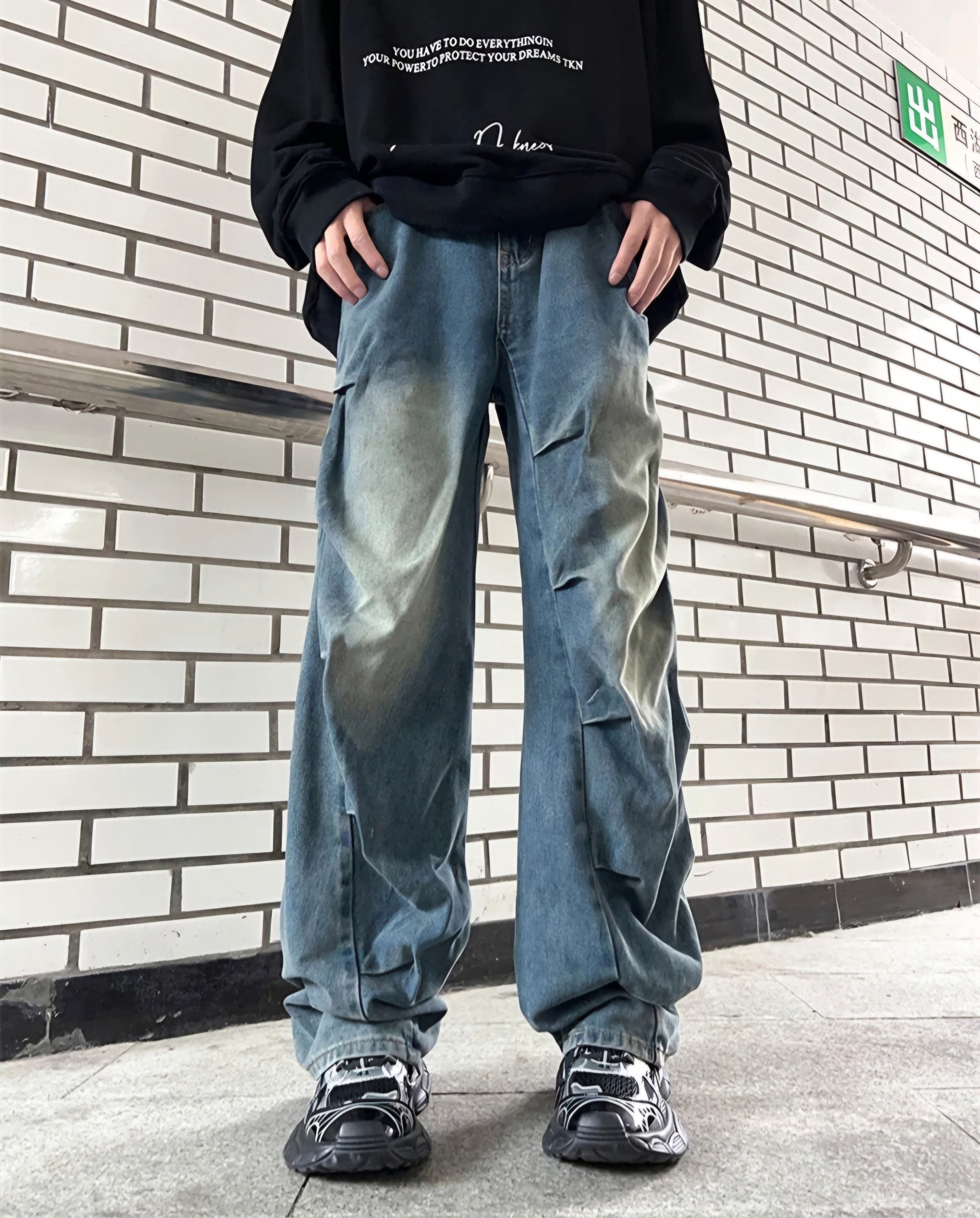 Jean × Vintage Y2k washed faded damaged flared bootcut jeans Size US 29 - 1 Thumbnail