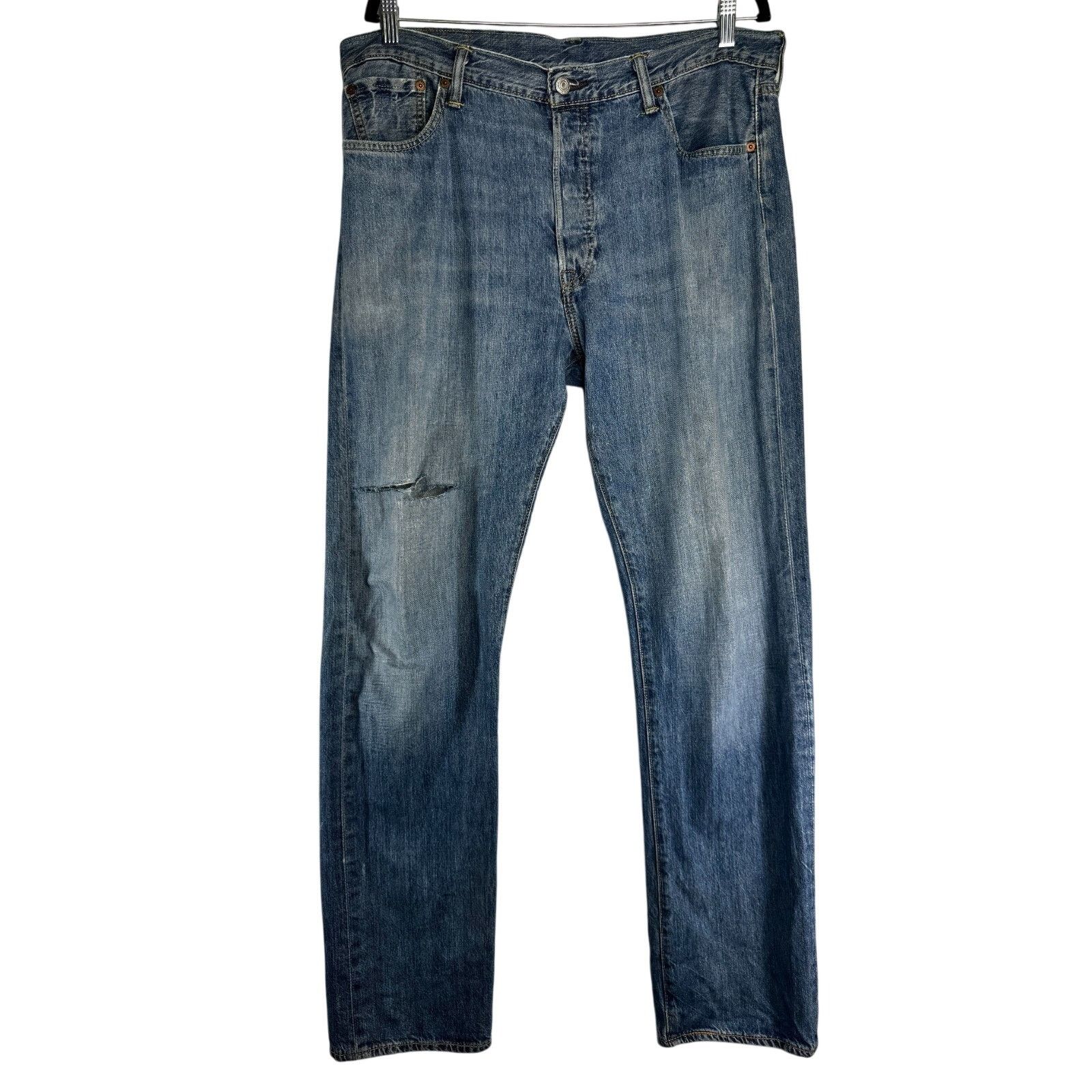Levi's Levis 501 Button Fly Jeans Men Straight Leg Distressed 36X34 Size US 36 / EU 52 - 1 Thumbnail