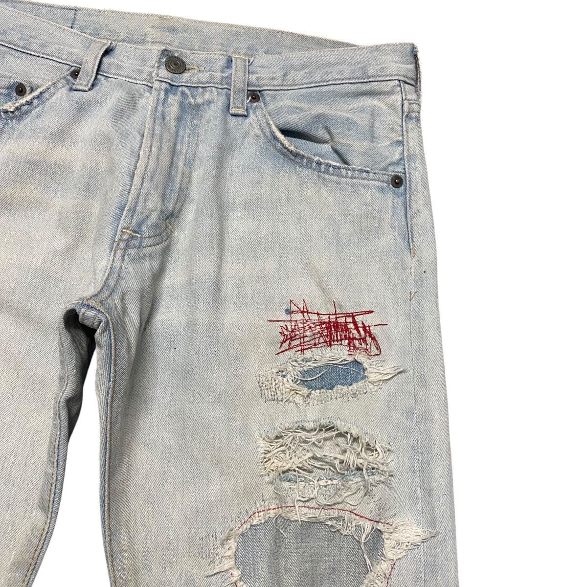 Japanese Brand RNA SLANG Denim Distressed Patchwork Jeans Size US 30 / EU 46 - 5 Thumbnail