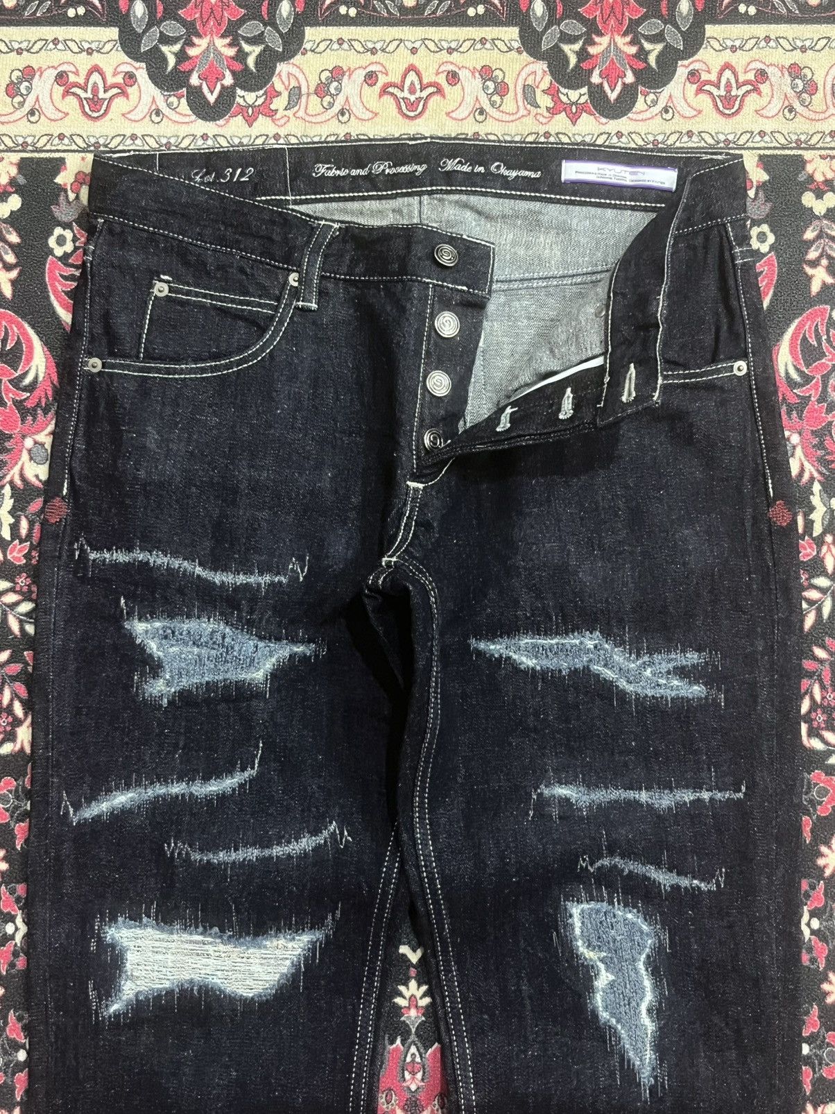 Kapital Vintage Japan Kyuten Okayama Dark Washed Sashiko Stitch Jean Size US 32 / EU 48 - 5 Thumbnail