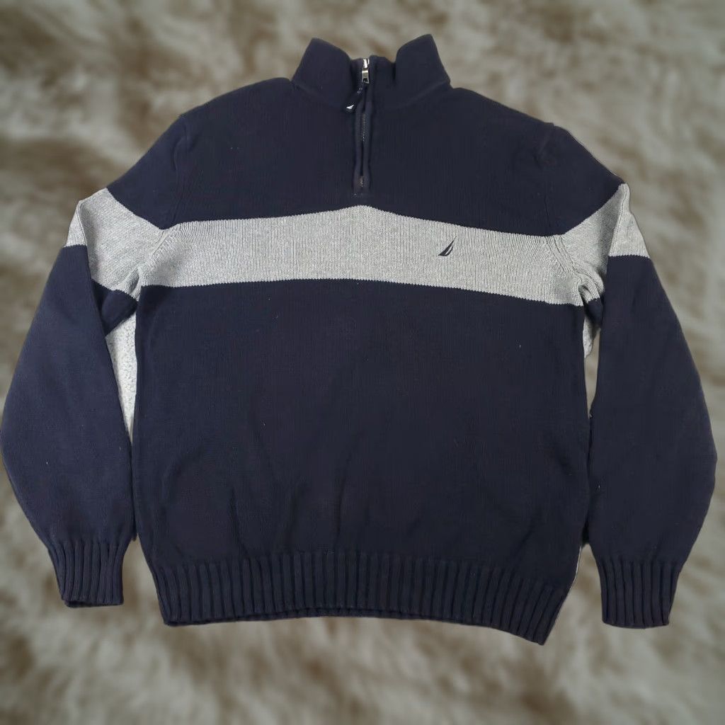 Nautica Nautica Blue Sweater Mens XL Long Sleeve 1/4 Zip Up Pullover Size US XL / EU 56 / 4 - 1 Thumbnail