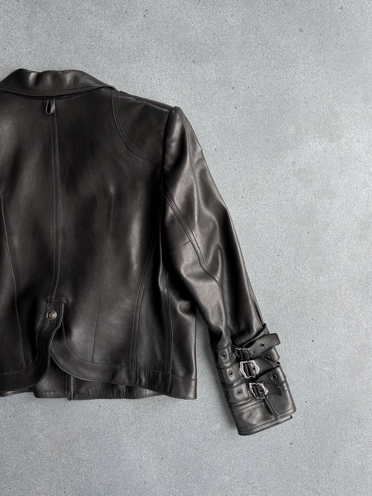 Christian Dior Monsieur DIOR by John Galliano Leather Black Bondage Buckle Jakcet Size M / US 6-8 / IT 42-44 - 8 Thumbnail