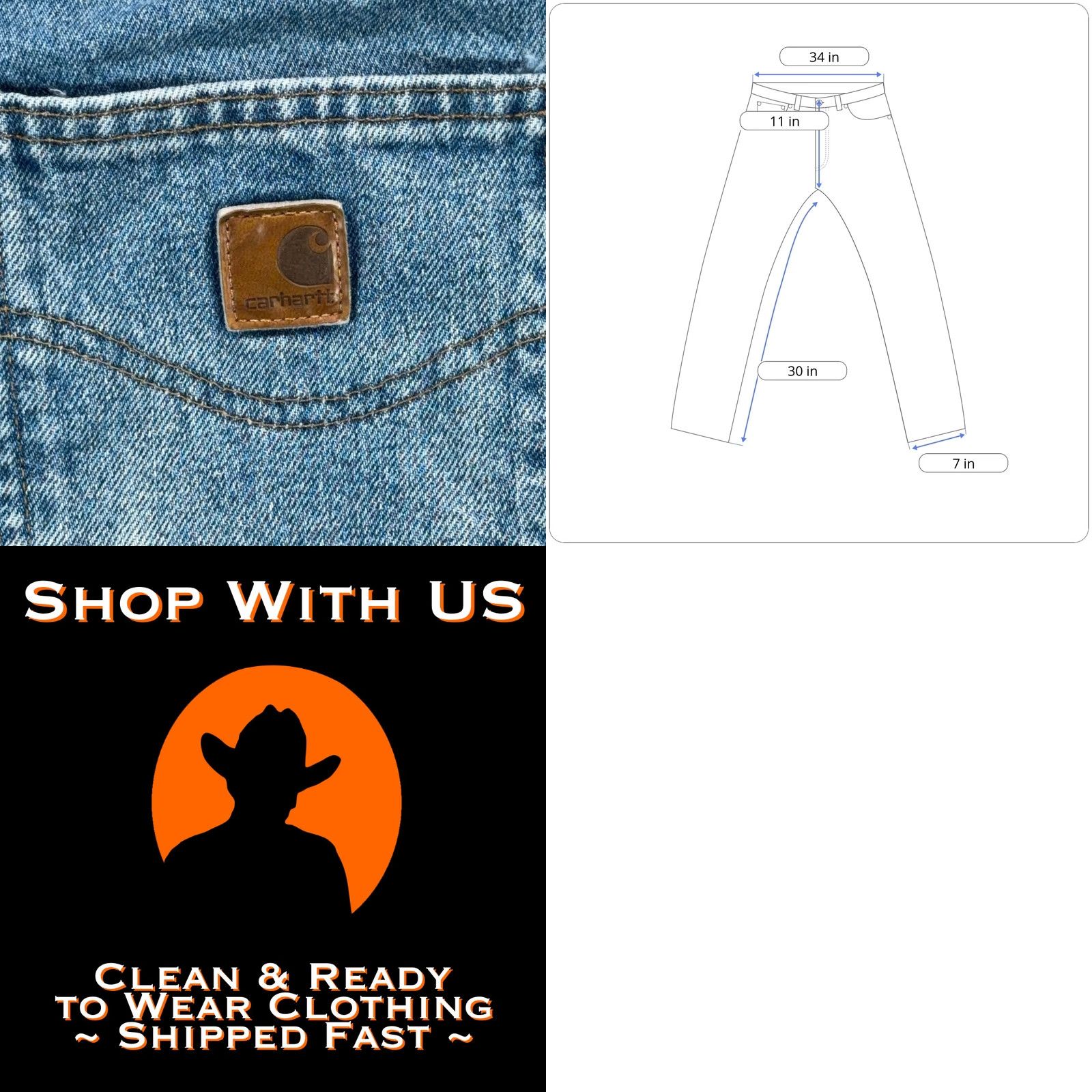 Carhartt Carhartt Jeans Mens 32x30 Blue Stonewash Relaxed Denim 5-Pocket Logo USA Straight Fall, Spring, Summer, Winter Mens Size US 32 / EU 48 - 8 Thumbnail